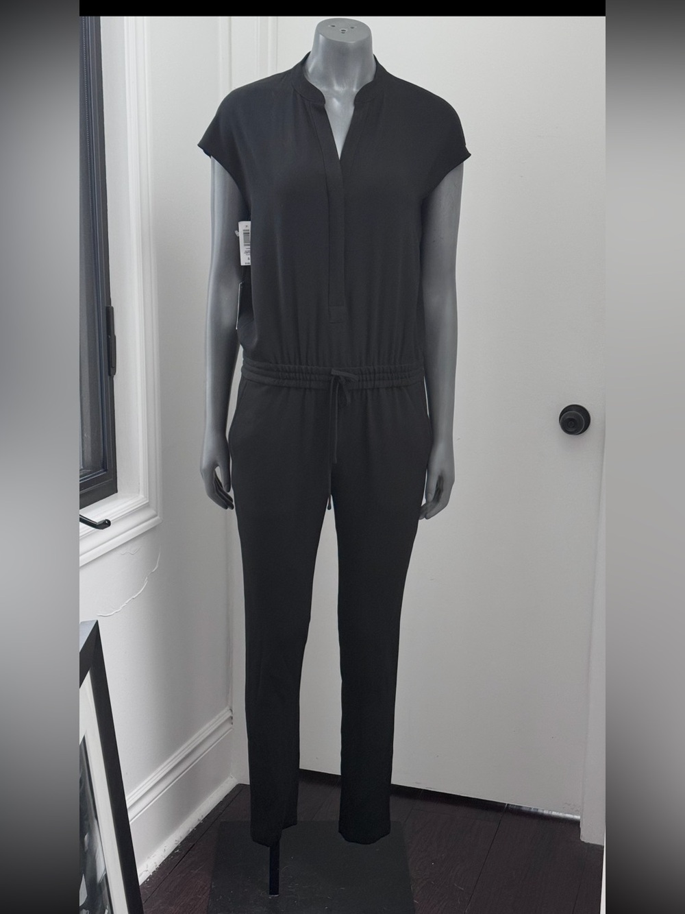 Babaton Black V-Neck Drawstring Jumpsuit